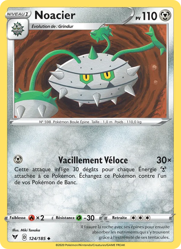 Carte Pokémon Noacier 124/185 de l'extension Voltage Éclatant