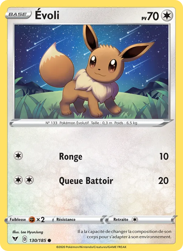 Carte Pokémon Évoli 130/185 de l'extension Voltage Éclatant