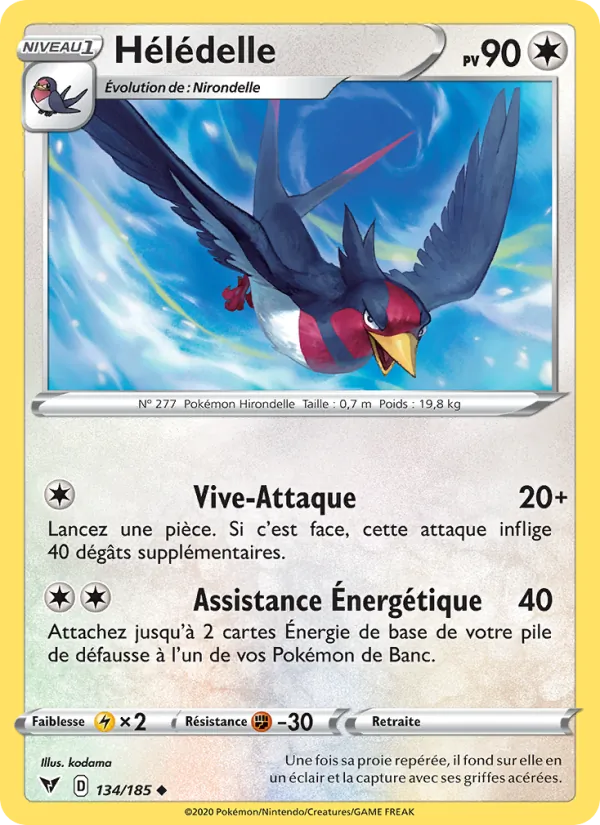 Carte Pokémon Hélédelle 134/185 de l'extension Voltage Éclatant