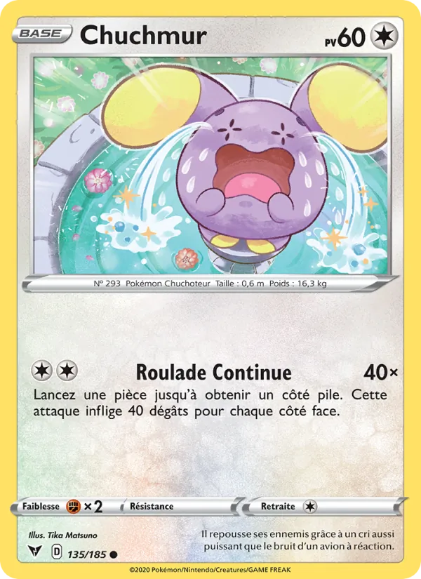 Carte Pokémon Chuchmur 135/185 de l'extension Voltage Éclatant