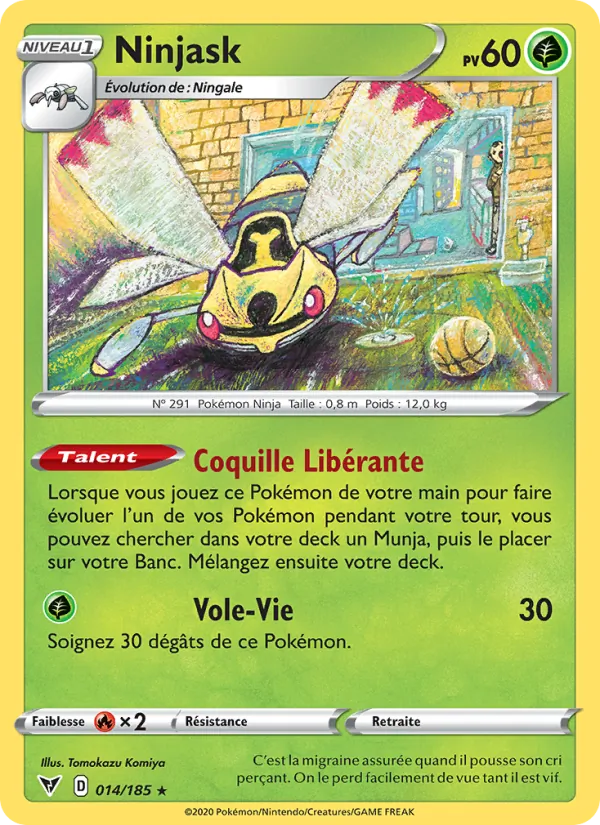 Carte Pokémon Ninjask 14/185 de l'extension Voltage Éclatant