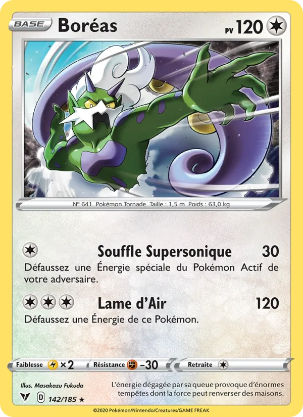 Carte Pokémon Boréas 142/185 de l'extension Voltage Éclatant