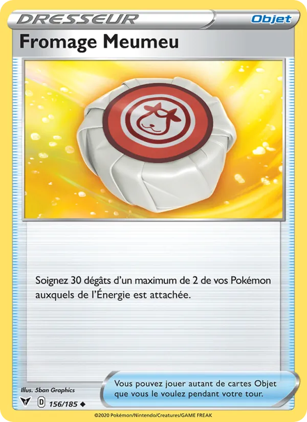 Carte Pokémon Fromage Meumeu 156/185 de l'extension Voltage Éclatant