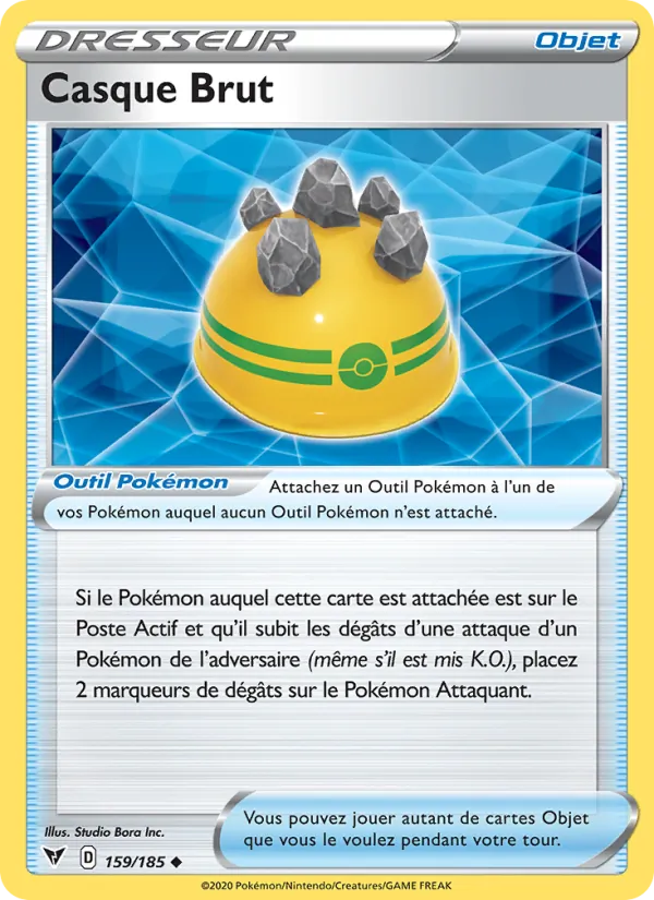 Carte Pokémon Casque Brut 159/185 de l'extension Voltage Éclatant