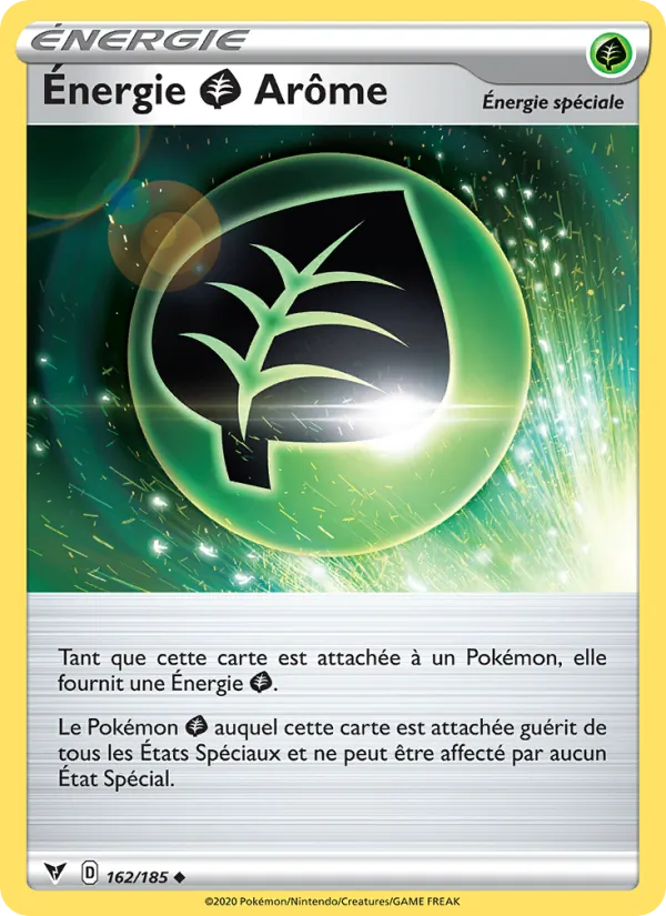 Carte Pokémon Énergie Grass Arôme 162/185 de l'extension Voltage Éclatant