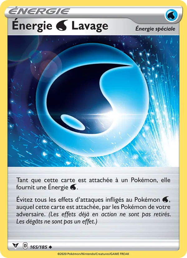 Carte Pokémon Énergie Water Lavage 165/185 de l'extension Voltage Éclatant