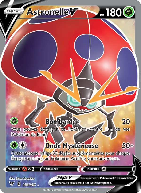 Carte Pokémon Astronelle V 166/185 de l'extension Voltage Éclatant