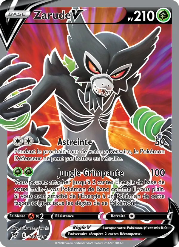 Carte Pokémon Zarude V 167/185 de l'extension Voltage Éclatant