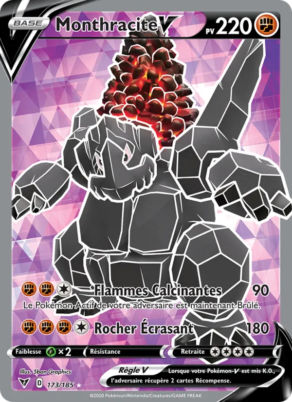Carte Pokémon Monthracite V 173/185 de l'extension Voltage Éclatant