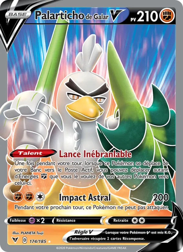 Carte Pokémon Palarticho de Galar V 174/185 de l'extension Voltage Éclatant