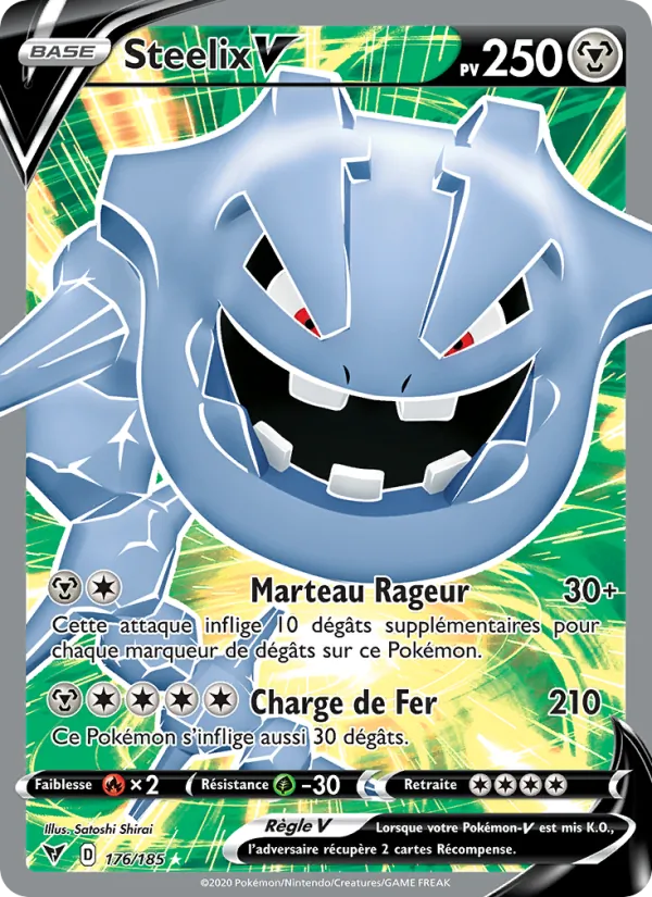 Carte Pokémon Steelix V 176/185 de l'extension Voltage Éclatant
