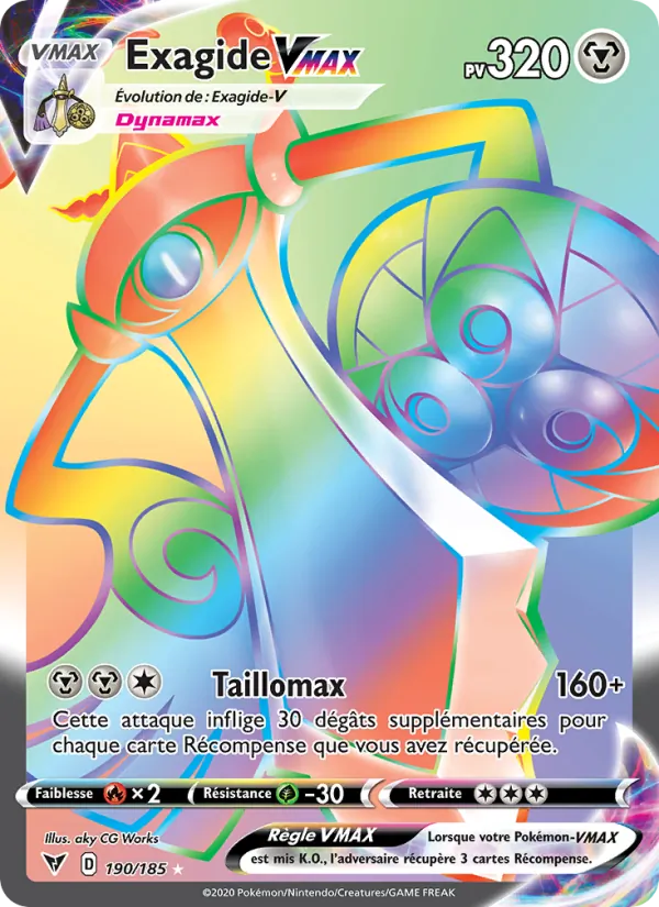 Carte Pokémon Exagide VMAX 190/185 de l'extension Voltage Éclatant