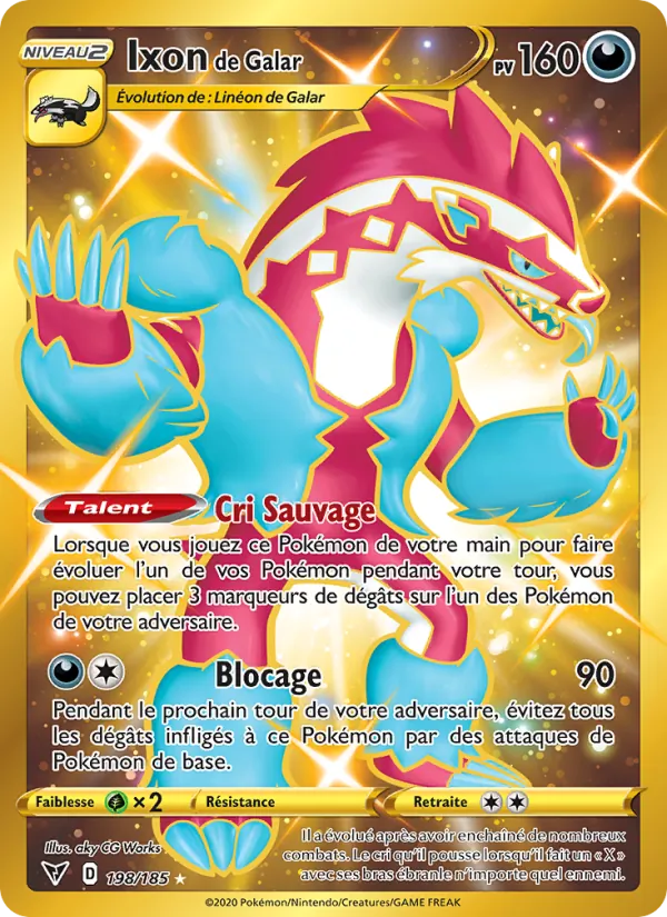 Carte Pokémon Ixon de Galar 198/185 de l'extension Voltage Éclatant