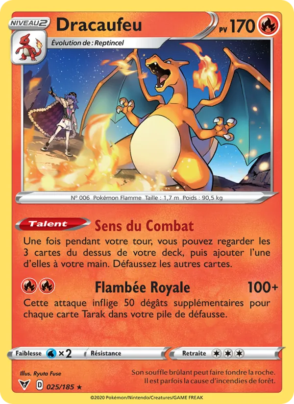 Carte Pokémon Dracaufeu 25/185 de l'extension Voltage Éclatant