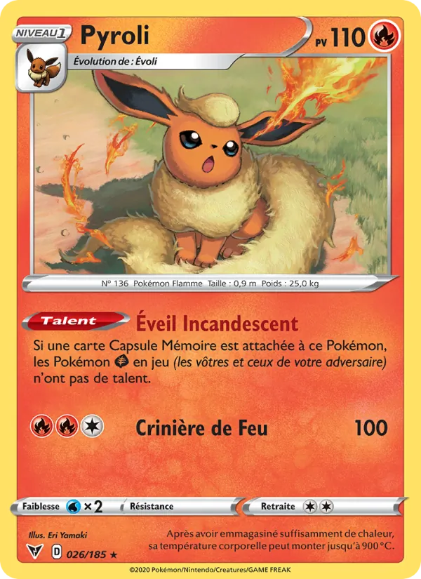 Carte Pokémon Pyroli 26/185 de l'extension Voltage Éclatant