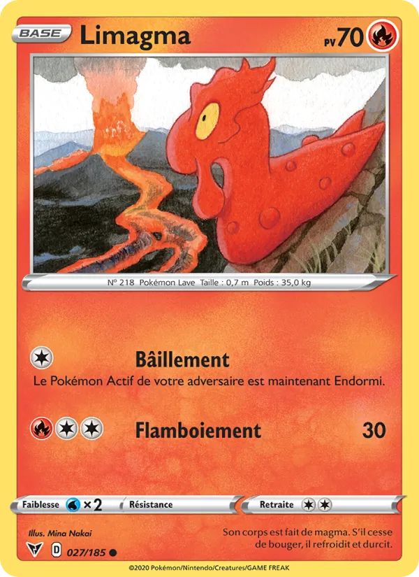 Carte Pokémon Limagma 27/185 de l'extension Voltage Éclatant