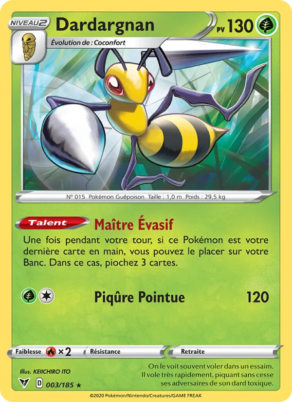 Carte Pokémon Dardargnan 3/185 de l'extension Voltage Éclatant