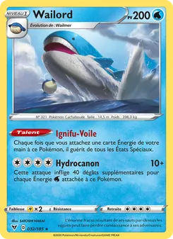 Carte Pokémon Wailord 32 — Voltage Éclatant