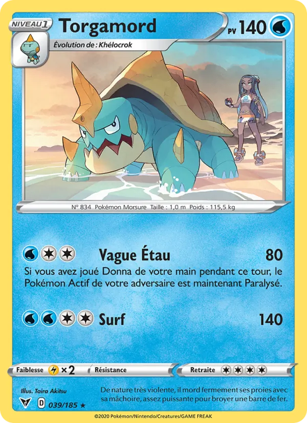 Carte Pokémon Torgamord 39/185 de l'extension Voltage Éclatant