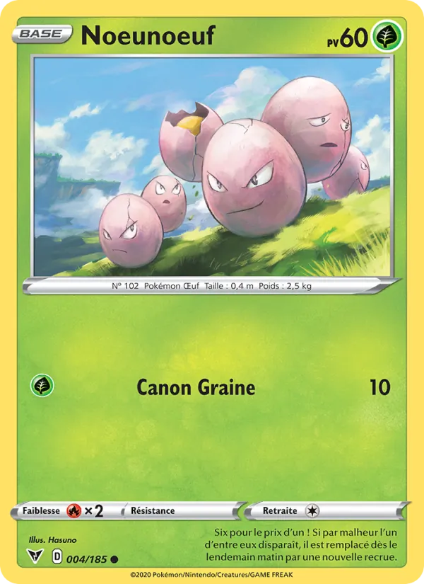 Carte Pokémon Noeunoeuf 4/185 de l'extension Voltage Éclatant