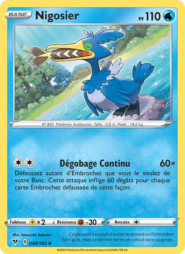 Carte Pokémon Nigosier 40/185 de l'extension Voltage Éclatant