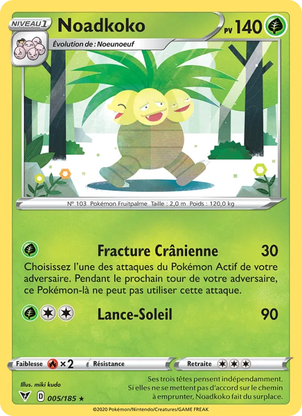 Carte Pokémon Noadkoko 5/185 de l'extension Voltage Éclatant