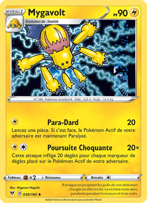 Carte Pokémon Mygavolt 56/185 de l'extension Voltage Éclatant