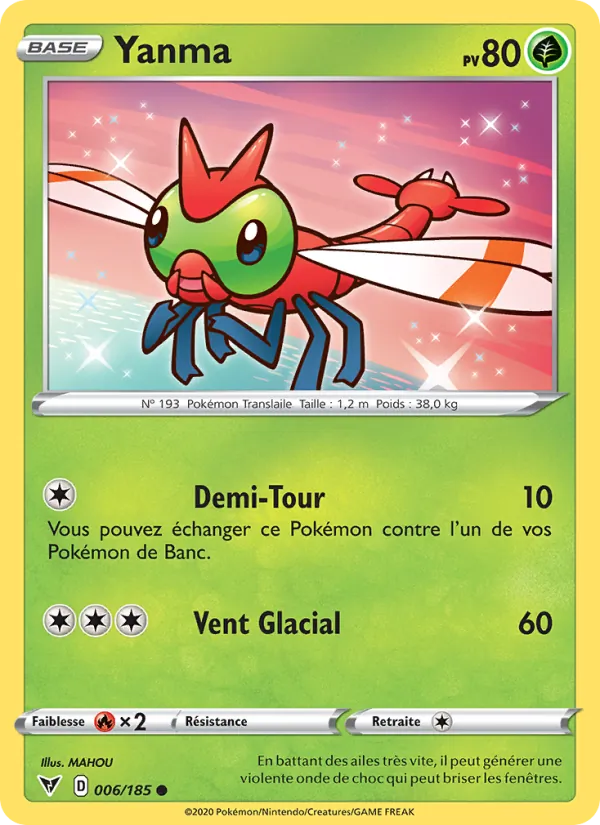 Carte Pokémon Yanma 6/185 de l'extension Voltage Éclatant