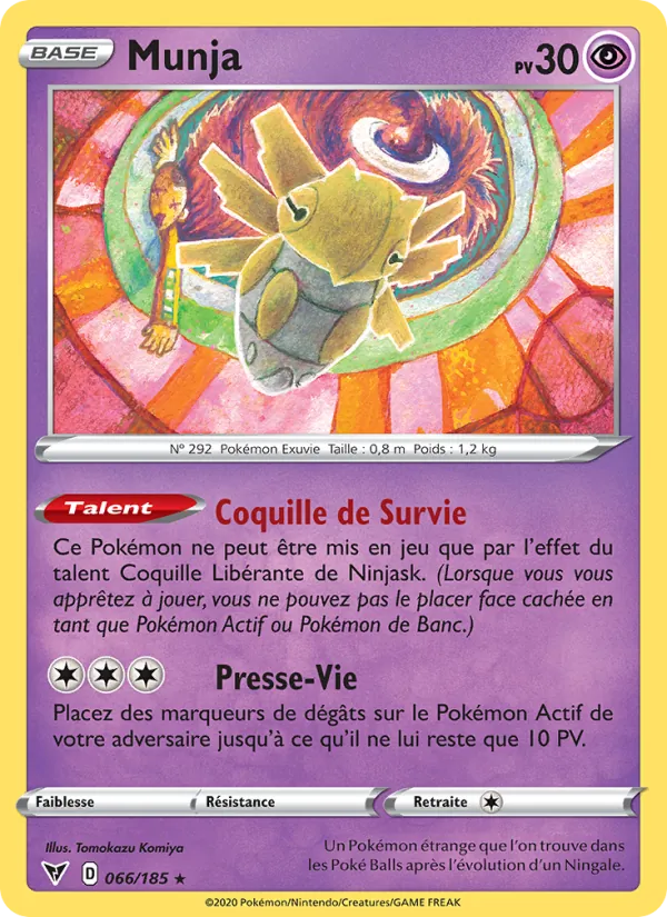 Carte Pokémon Munja 66/185 de l'extension Voltage Éclatant