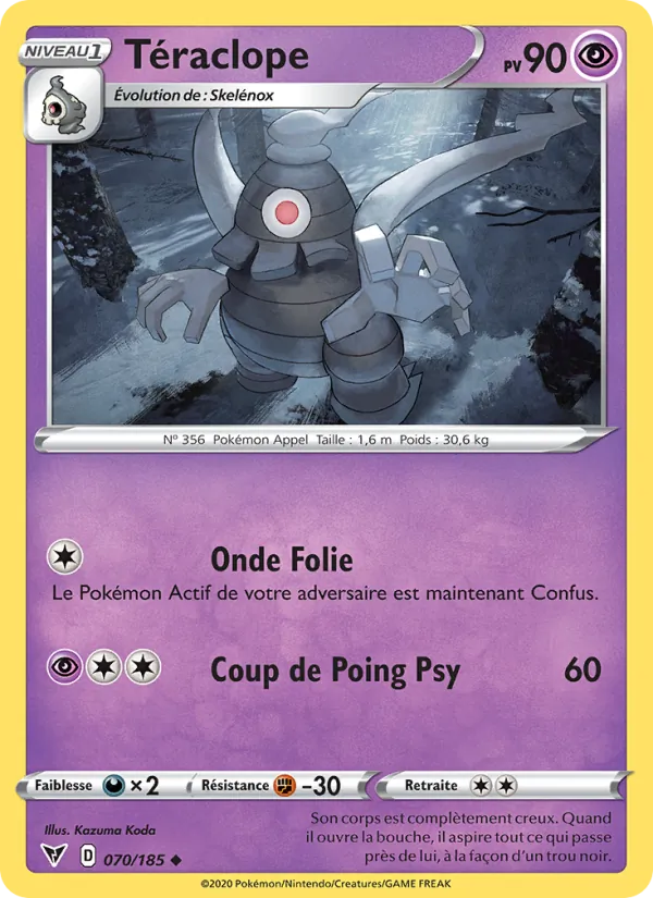 Carte Pokémon Téraclope 70/185 de l'extension Voltage Éclatant