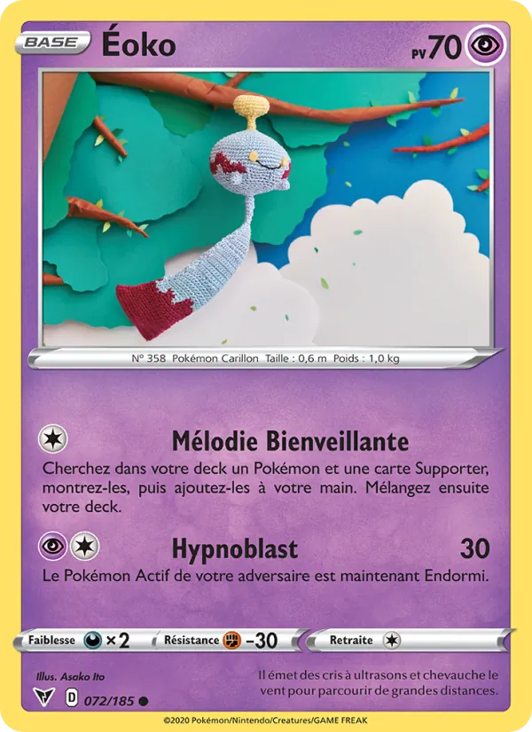 Carte Pokémon Éoko 72/185 de l'extension Voltage Éclatant