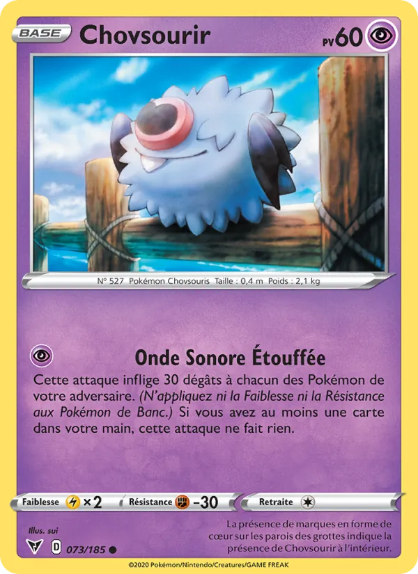 Carte Pokémon Chovsourir 73/185 de l'extension Voltage Éclatant