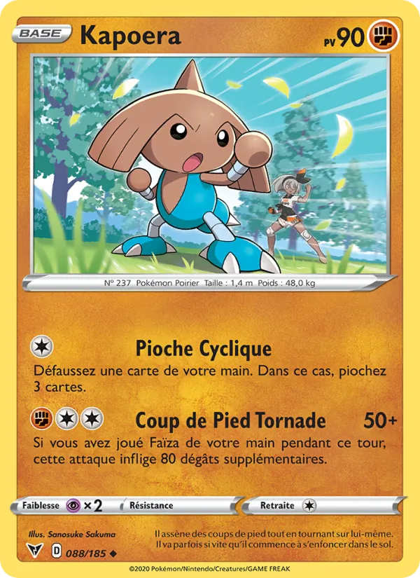 Carte Pokémon Kapoera 88/185 de l'extension Voltage Éclatant