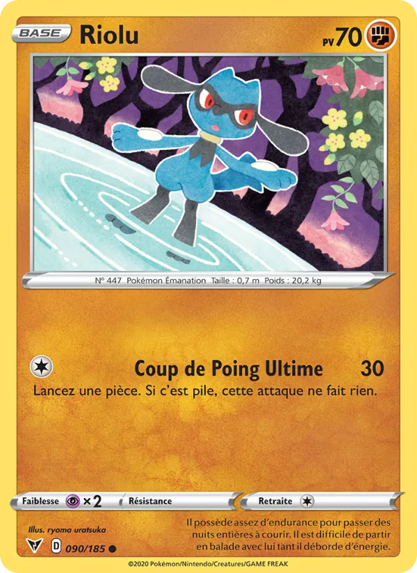 Carte Pokémon Riolu 90/185 de l'extension Voltage Éclatant