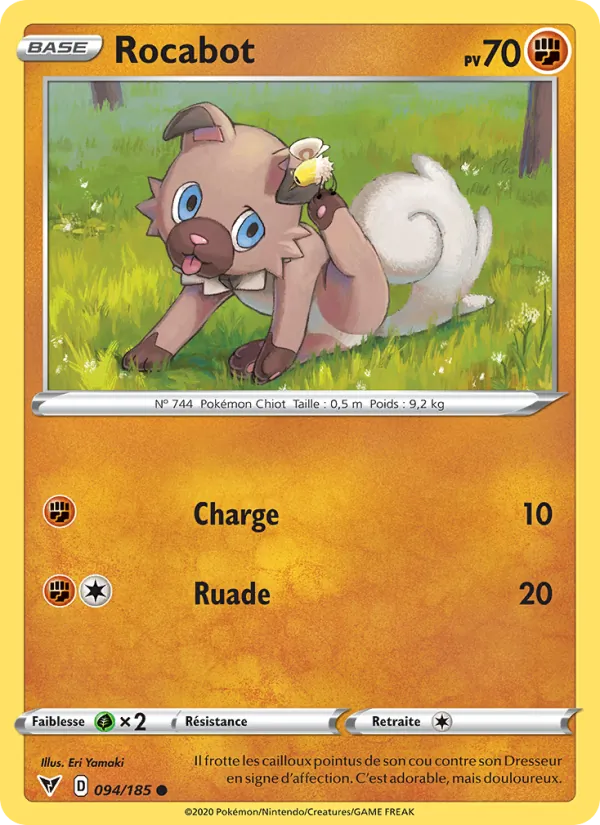 Carte Pokémon Rocabot 94/185 de l'extension Voltage Éclatant