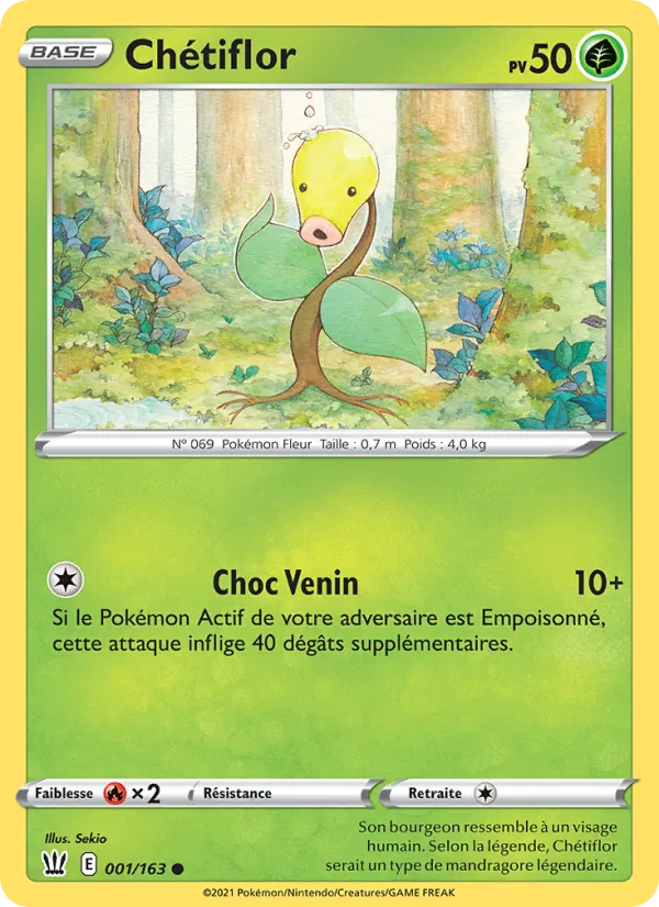 Carte Pokémon Chétiflor 1/163 de l'extension Styles de combat