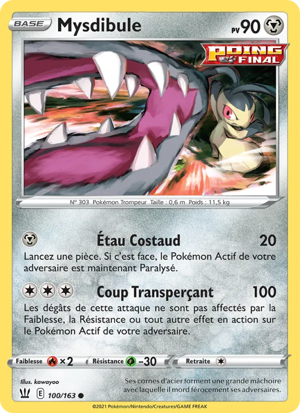 Carte Pokémon Mysdibule 100/163 de l'extension Styles de combat