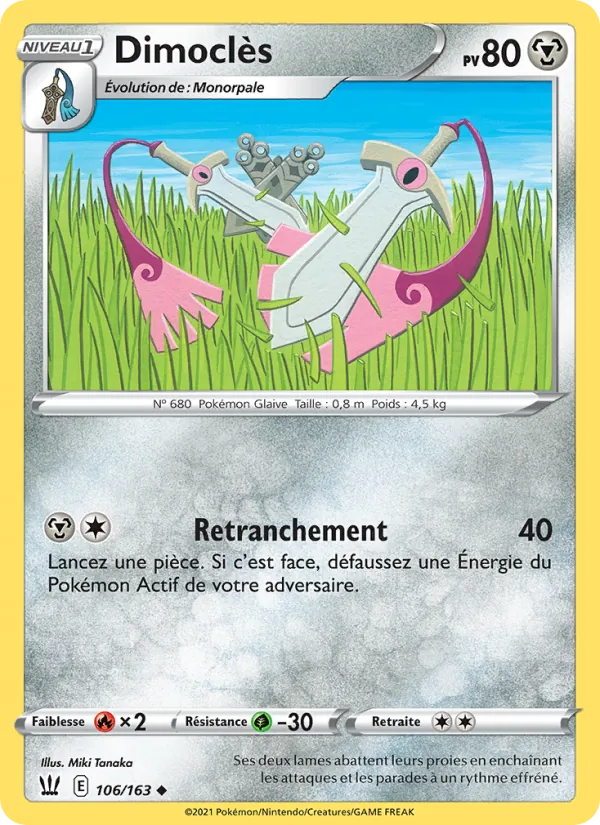 Carte Pokémon Dimoclès 106/163 de l'extension Styles de combat