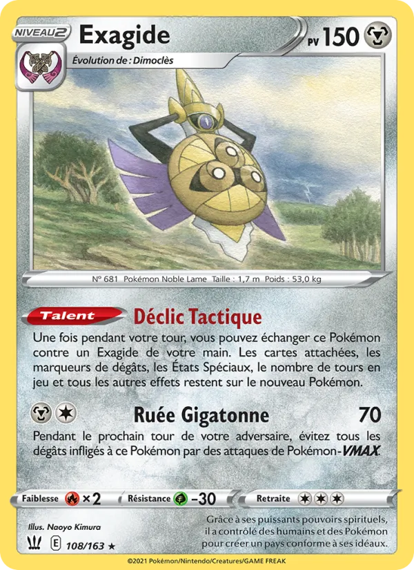 Carte Pokémon Exagide 108/163 de l'extension Styles de combat