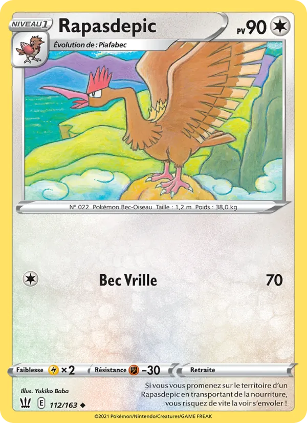 Carte Pokémon Rapasdepic 112/163 de l'extension Styles de combat