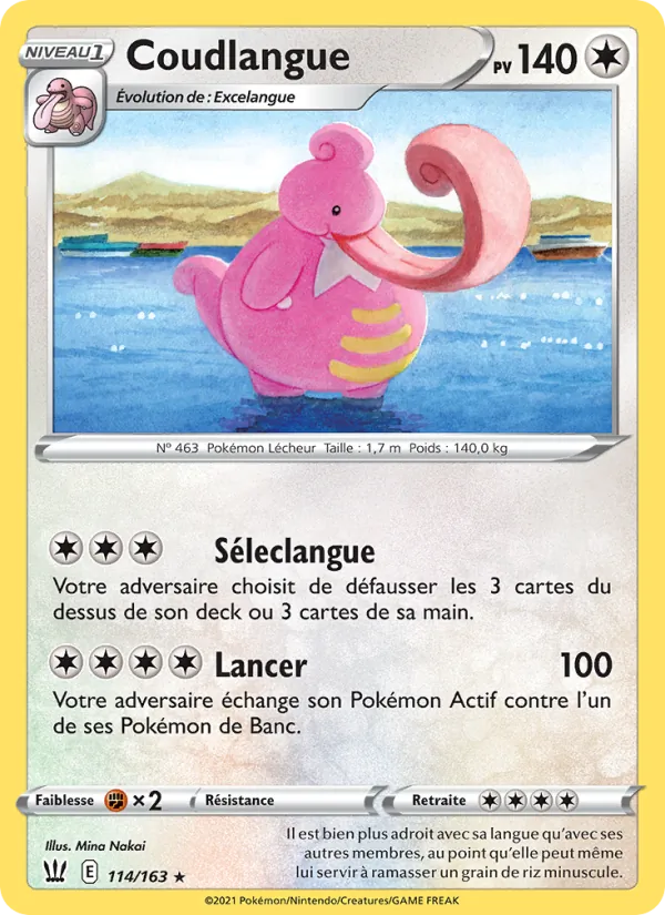 Carte Pokémon Coudlangue 114/163 de l'extension Styles de combat