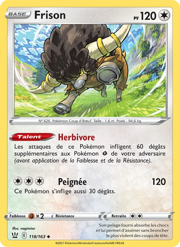 Carte Pokémon Frison 118/163 de l'extension Styles de combat
