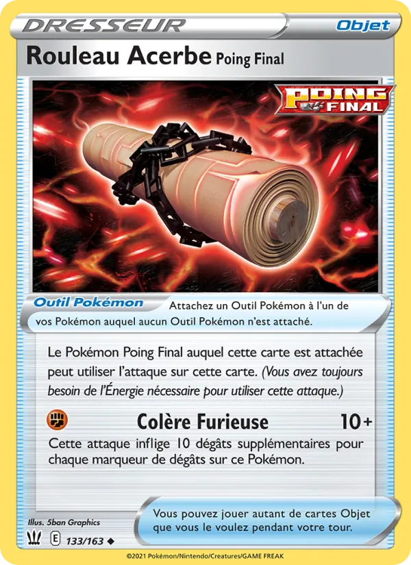 Carte Pokémon Rouleau Acerbe Poing Final 133/163 de l'extension Styles de combat