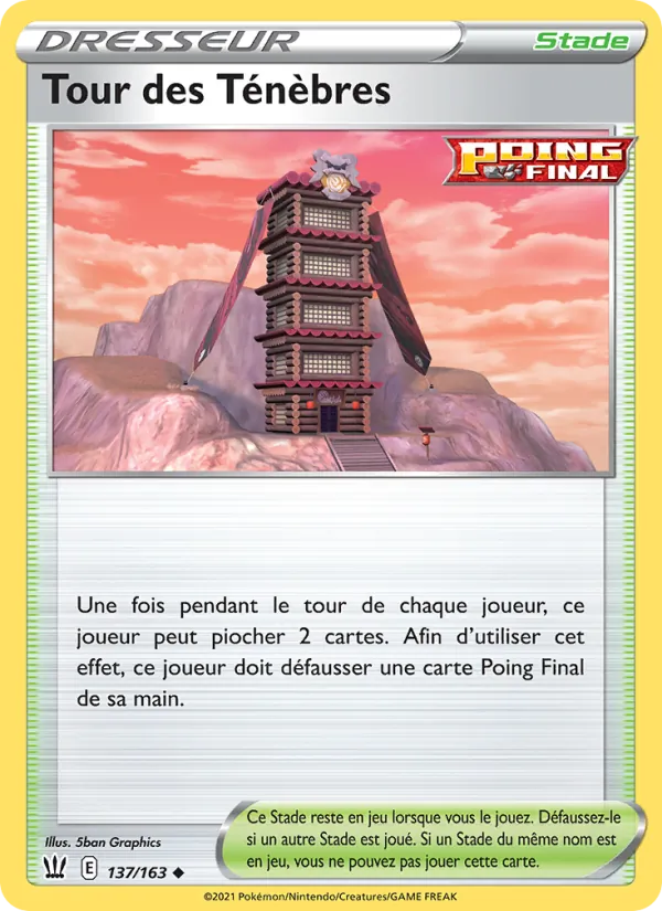 Carte Pokémon Tour des Ténèbres 137/163 de l'extension Styles de combat