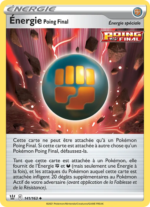 Carte Pokémon Énergie Poing Final 141/163 de l'extension Styles de combat