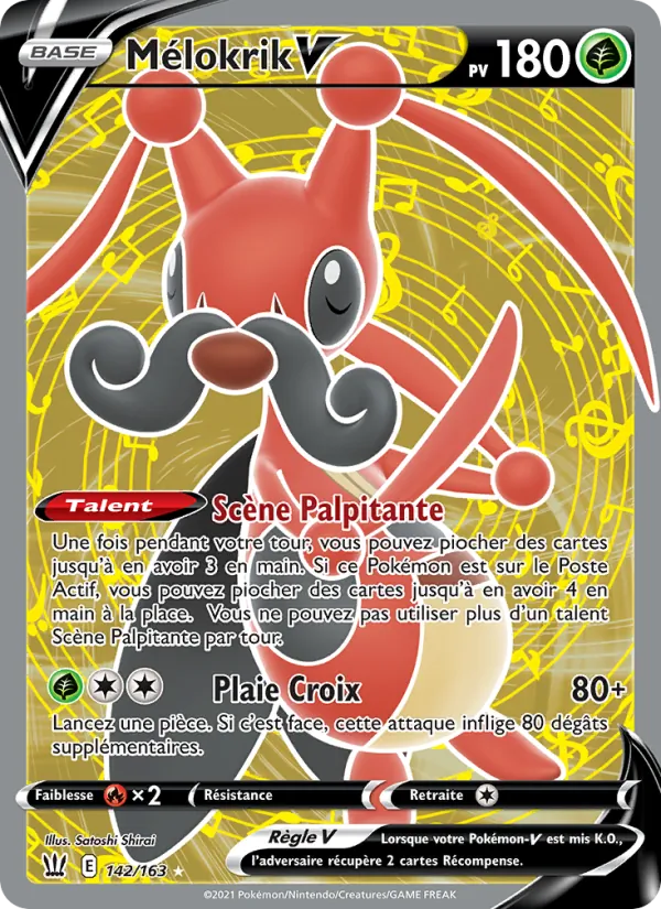 Carte Pokémon Mélokrik V 142/163 de l'extension Styles de combat