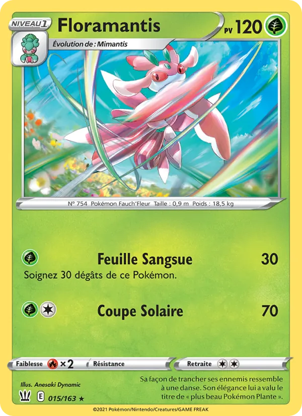 Carte Pokémon Floramantis 15/163 de l'extension Styles de combat