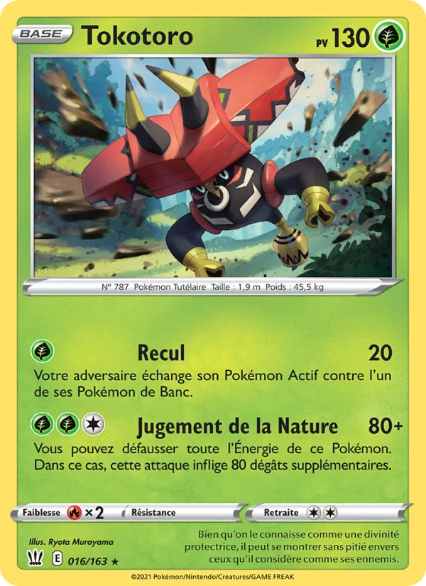 Carte Pokémon Tokotoro 16/163 de l'extension Styles de combat