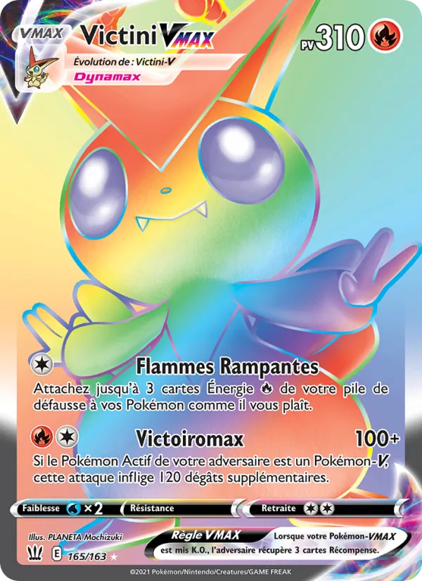 Carte Pokémon Victini VMAX 165/163 de l'extension Styles de combat