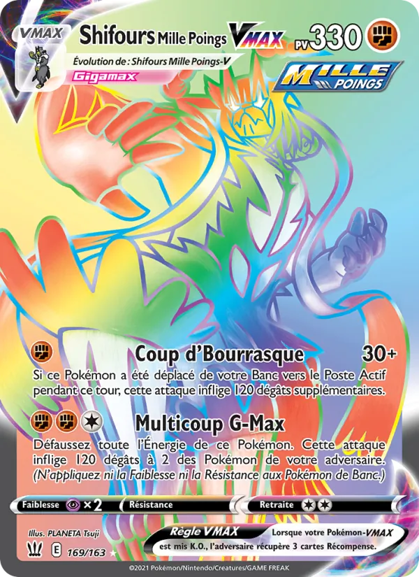 Carte Pokémon Shifours Mille Poings VMAX 169/163 de l'extension Styles de combat